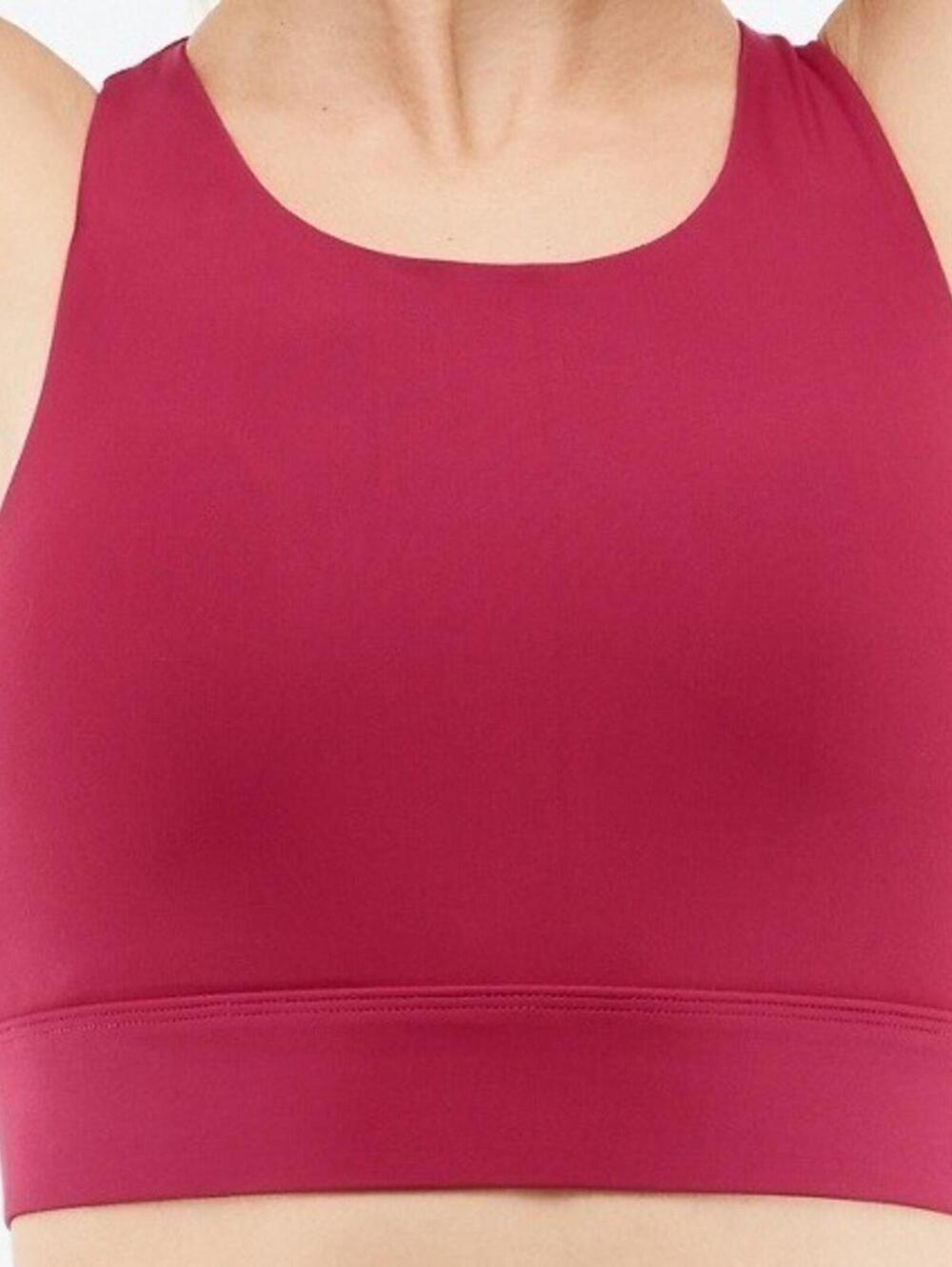 Fabletics Large No-Bounce High Impact Solid Red Criss Cross Back Sports Bra